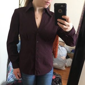 Express maroon button up dress shirt